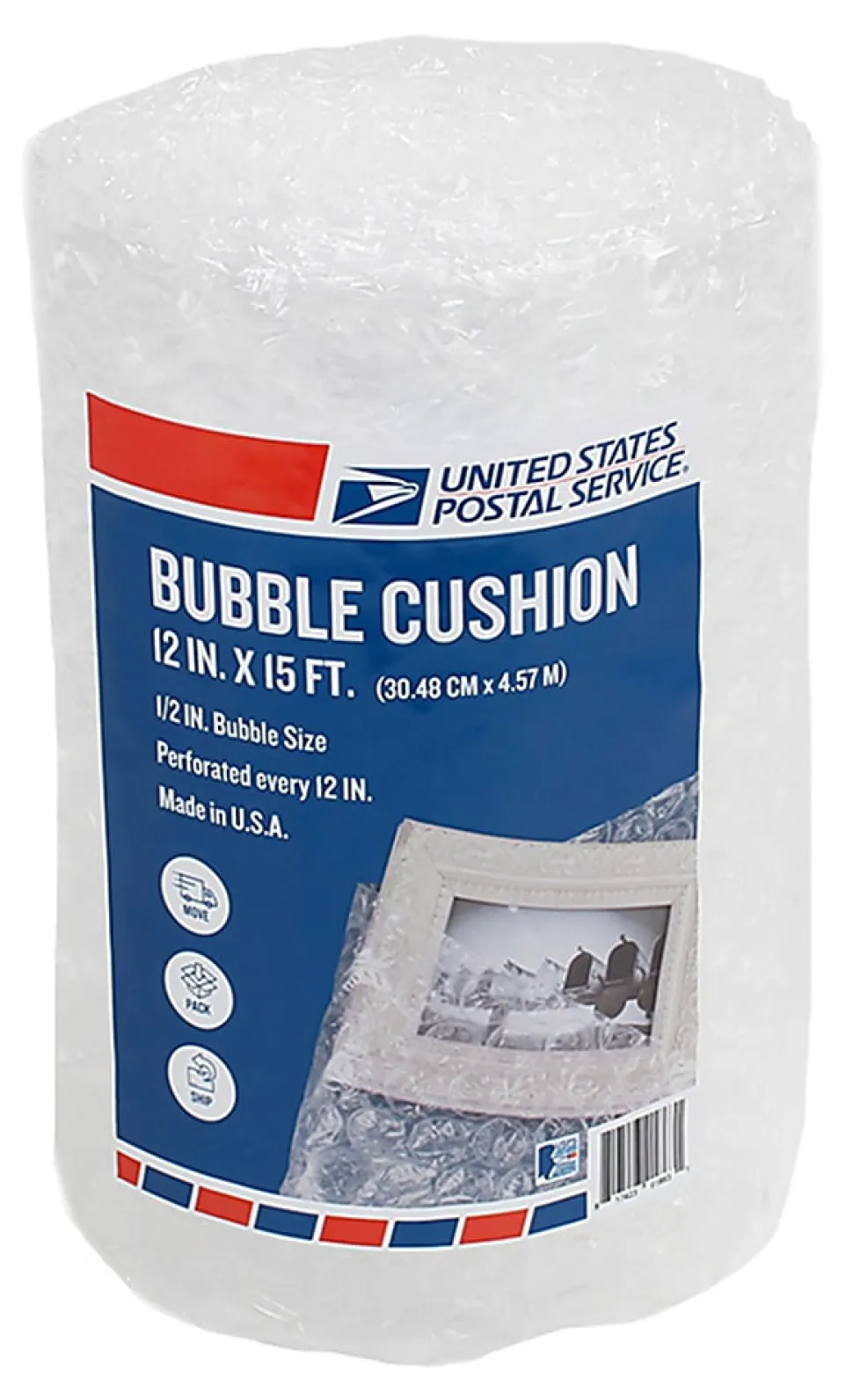 United States Post Office Bubble Cushion Roll, 12" x 15', Clear