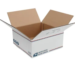 United States Post Office Shipping Box, 12" x 12" x 5-1/2", White