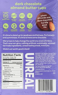 Unreal Dark Chocolate Almond Butter Cups, 0.53 Oz, Total Qty 40