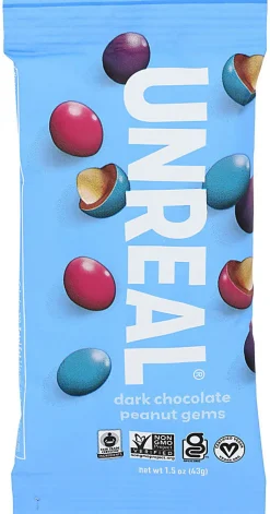 Unreal Dark Chocolate Peanut Gems, 1.5 Oz, Total Qty 12