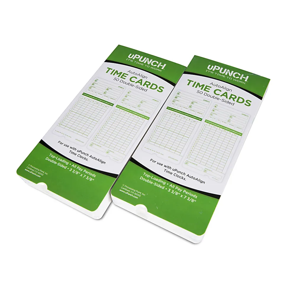 uPunch All Pay Periods Time Cards, 2-Sided, 3.5" x 7.5", Green, Pack Of 100, HNTCG1100
