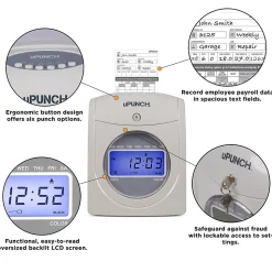 uPunch Calculating Starter Time Clock Set, 50 Employees, 11.25"H x 7"W x 10.25"D, HN2500