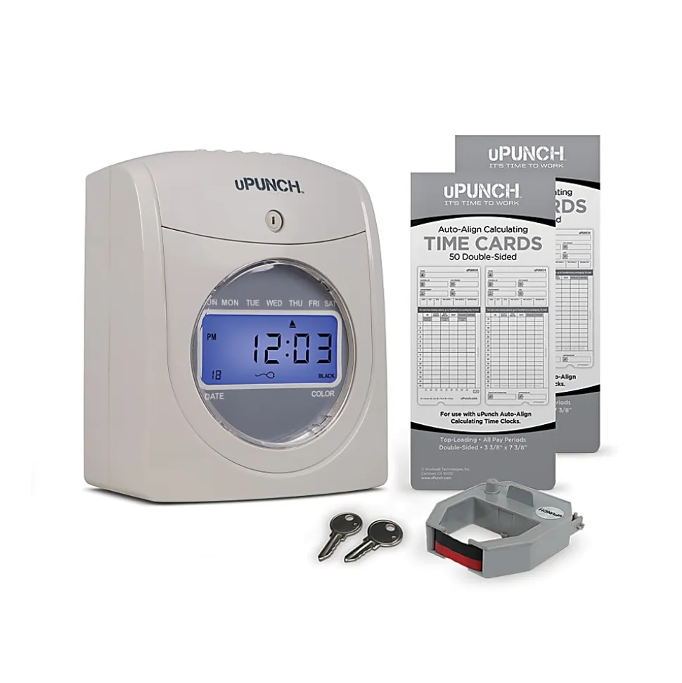 uPunch Calculating Starter Time Clock Set, 50 Employees, 11.25"H x 7"W x 10.25"D, HN2500