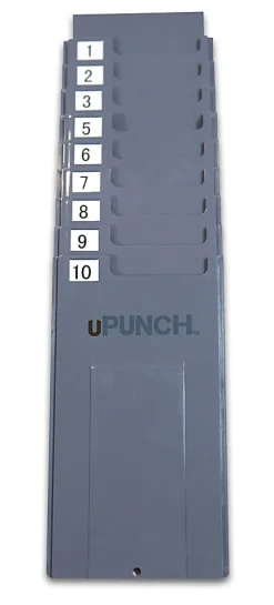 uPunch HNTCR10 Expandable Adjustable Time Card Rack, 10 Pockets, 4"H x 7 5/8"W x 4 1/2"D, Gray