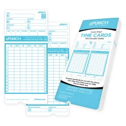 uPunch Pay-to-Punch Time Cards For SB1200 Time Clock, 3-7/16" x 7-7/16", Pack Of 100 Cards