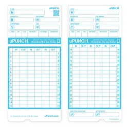 uPunch Pay-to-Punch Time Cards For SB1200 Time Clock, 3-7/16" x 7-7/16", Pack Of 100 Cards