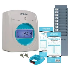 uPunch SB1200 Electronic Auto-Align Punch Time Clock Bundle, Unlimited Employees, 12