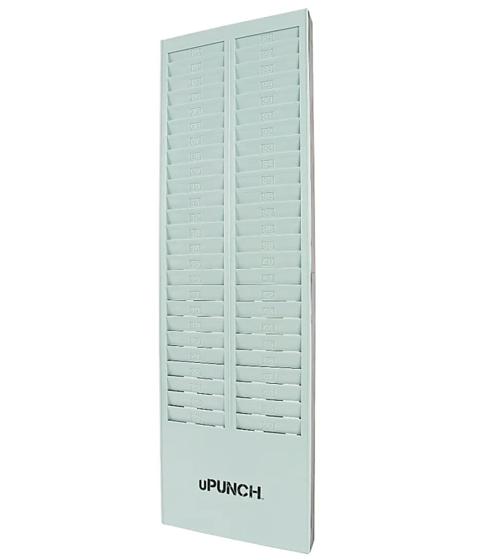 uPunch Time Card Rack, 50 Pockets, 27"H x 8.2"W x 1.4"D, Gray, HNTCR50