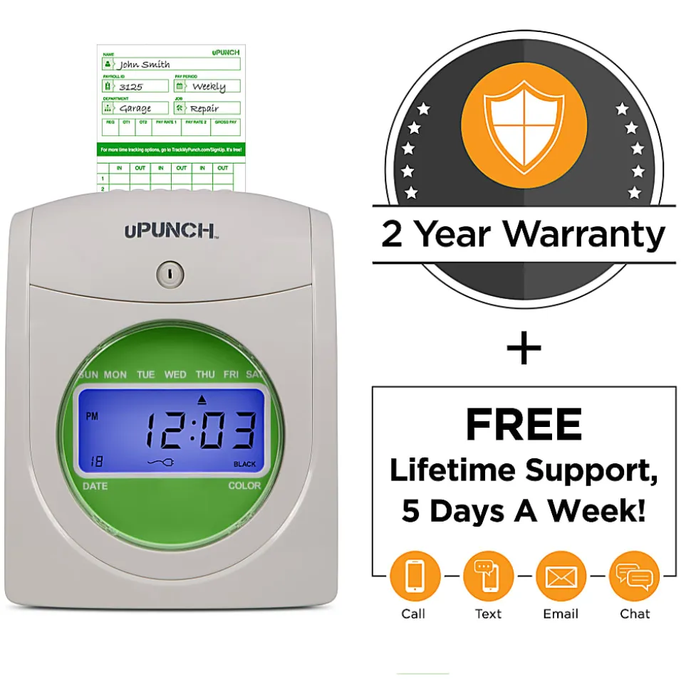uPunch™ UB1000 Electronic Punch Card Time Clock Bundle