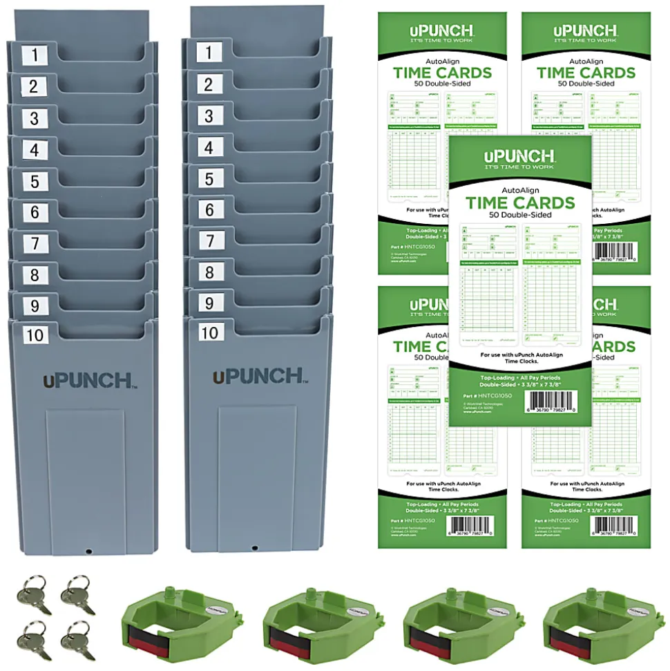 uPunch™ UB1000 Electronic Punch Card Time Clock Bundle