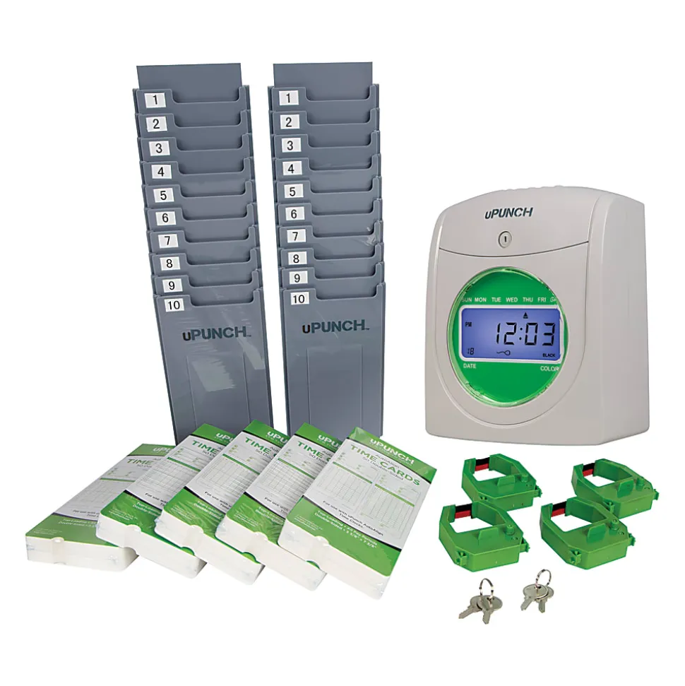 uPunch™ UB1000 Electronic Punch Card Time Clock Bundle