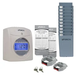 uPunch UB2300 Time Clock Calculating Bundle, Unlimited Employees, 10”H x 11”W x 12”D, Gray
