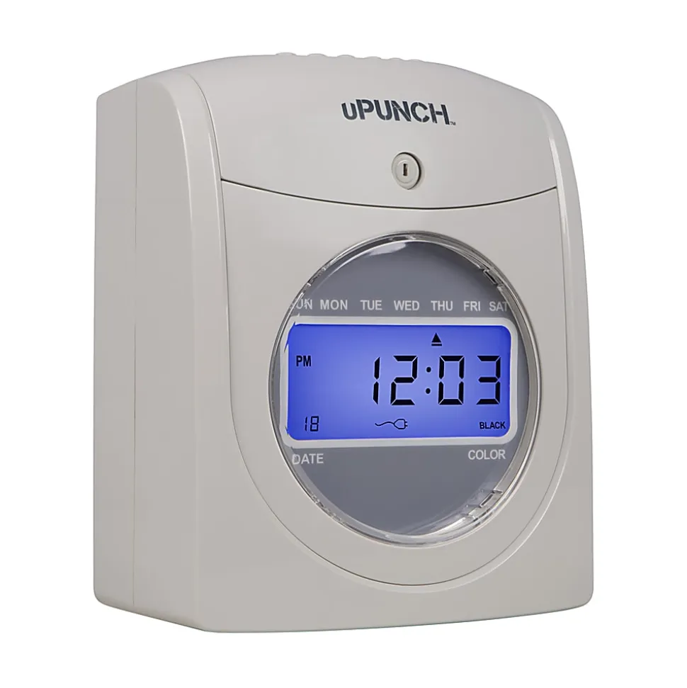 uPunch UB2300 Time Clock Calculating Bundle, Unlimited Employees, 10”H x 11”W x 12”D, Gray