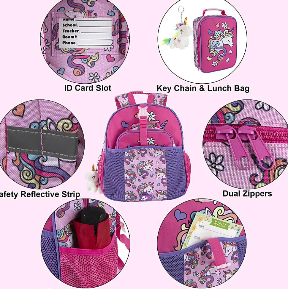 Up We Go Backpack With Lunch Bag And Keychain, Unicorn
