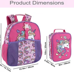 Up We Go Backpack With Lunch Bag And Keychain, Unicorn