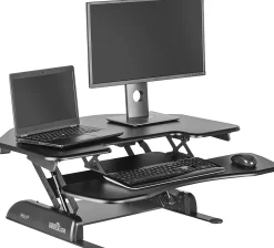 VariDesk Cube Series Corner Standing Desk Riser, 17-1/2"H x 36"W x 33-1/2"D, Black
