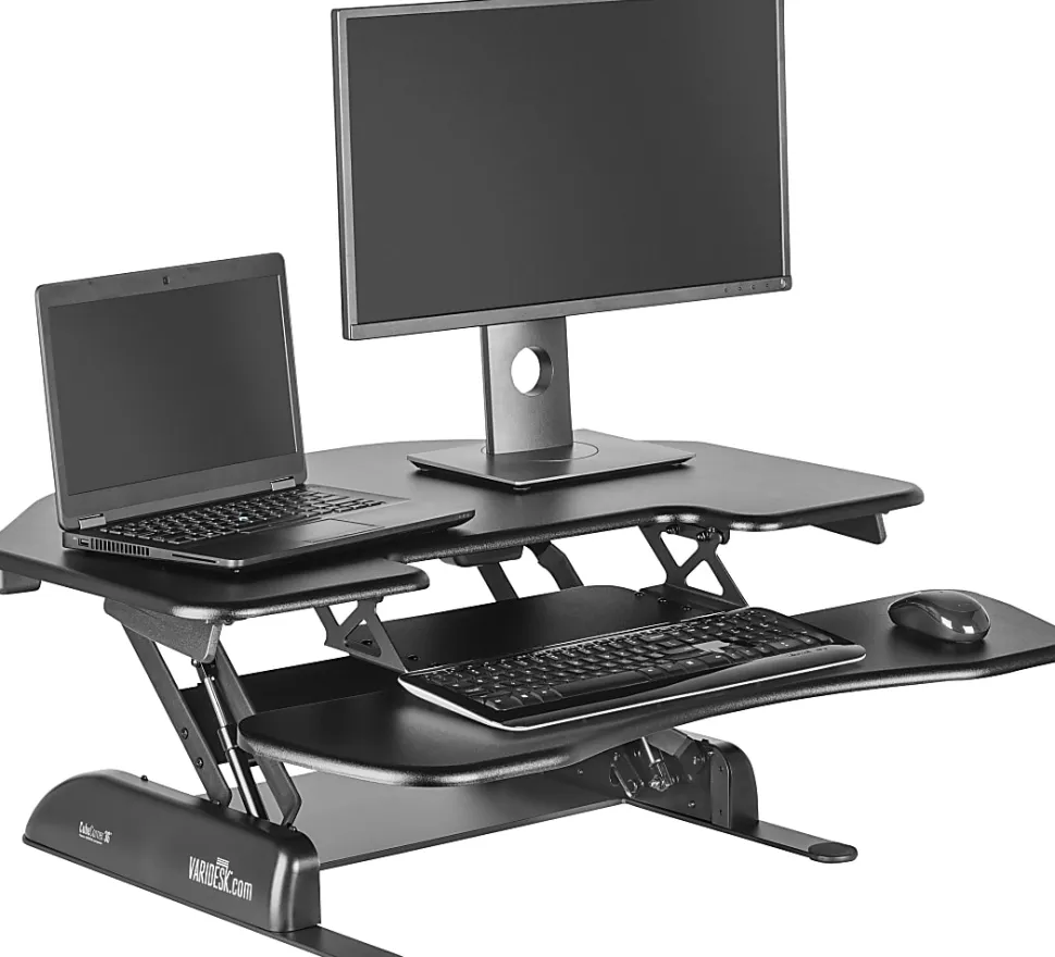VariDesk Cube Series Corner Standing Desk Riser, 17-1/2"H x 36"W x 33-1/2"D, Black
