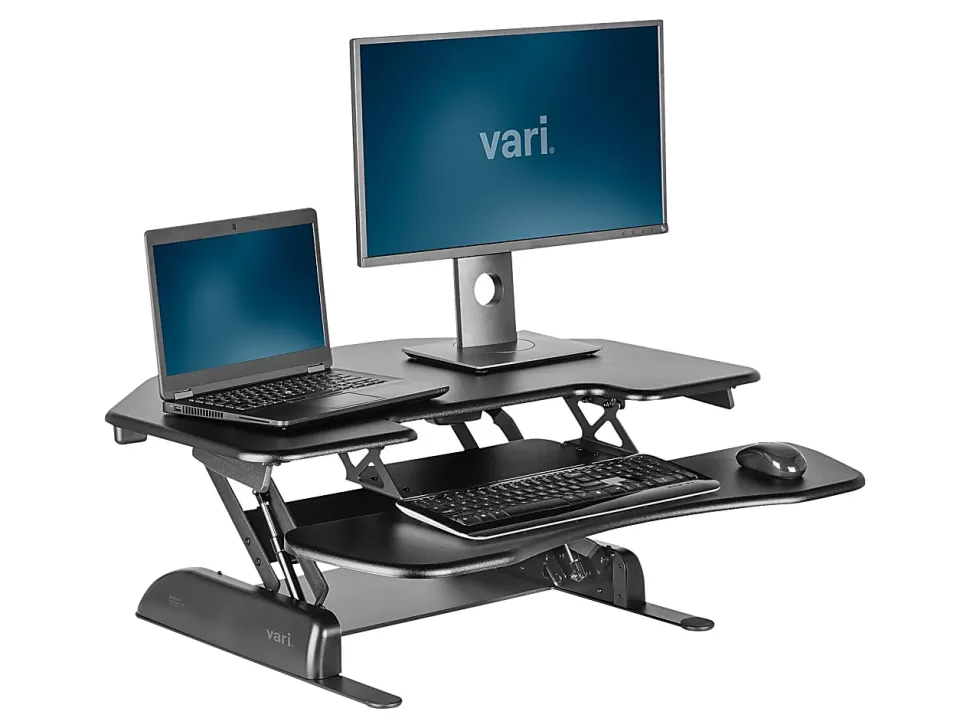 VariDesk Cube Series Corner Standing Desk Riser, 17-1/2"H x 36"W x 33-1/2"D, Black