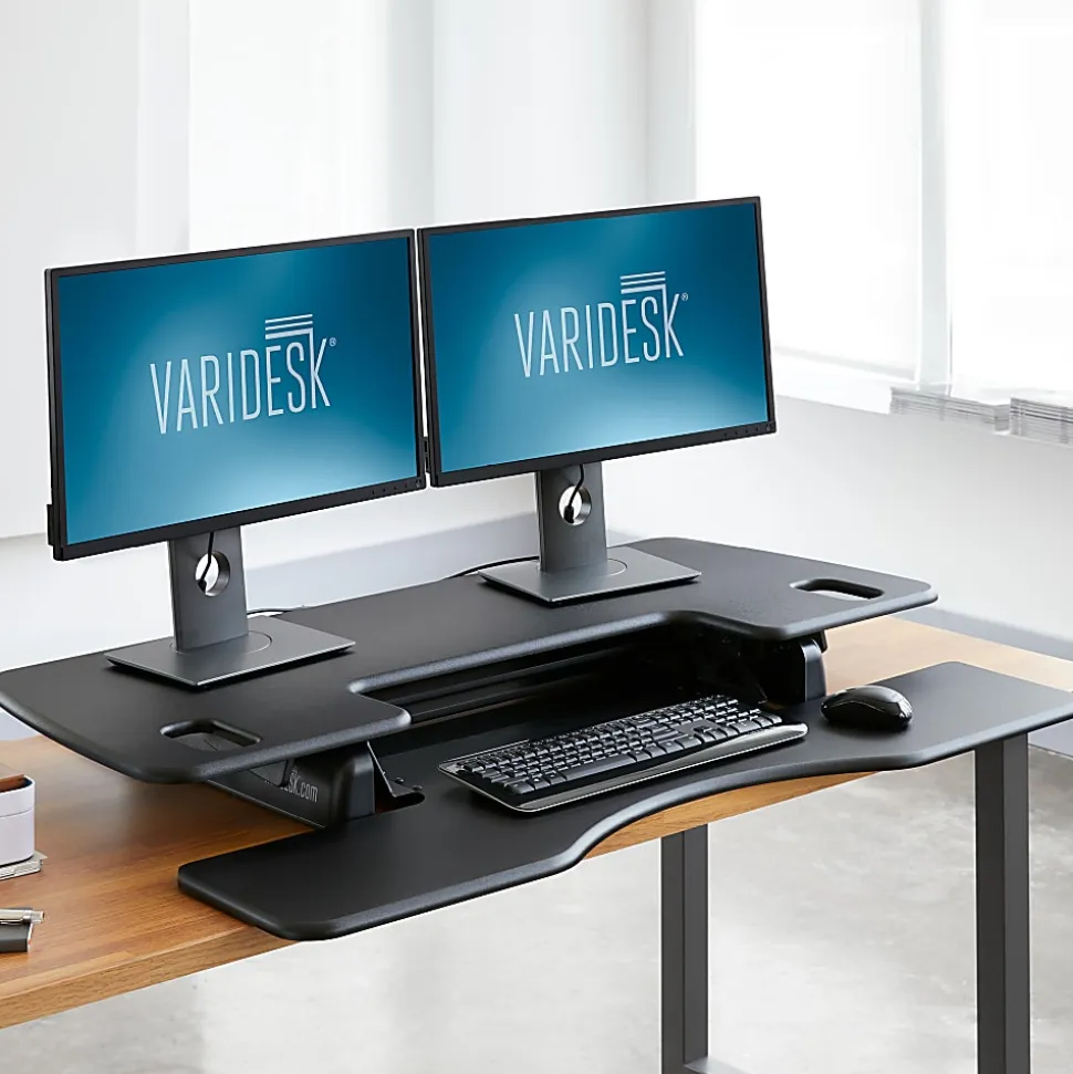 VariDesk ProPlus Manual Standing Desk Riser, 17-1/2"H x 48"W x 24"D, Black