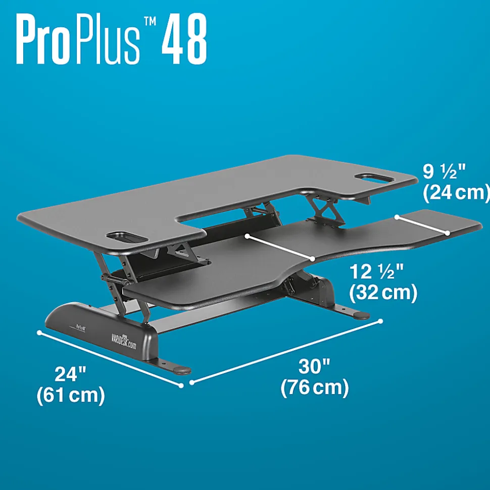 VariDesk ProPlus Manual Standing Desk Riser, 17-1/2"H x 48"W x 24"D, Black