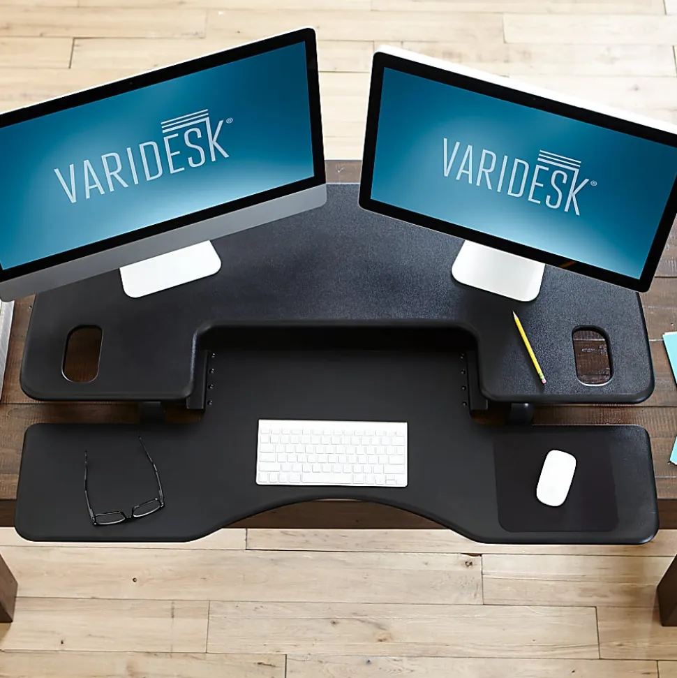 VariDesk ProPlus Manual Standing Desk Riser, 17-1/2"H x 48"W x 24"D, Black