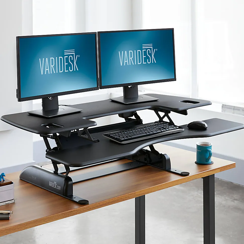VariDesk ProPlus Manual Standing Desk Riser, 17-1/2"H x 48"W x 24"D, Black