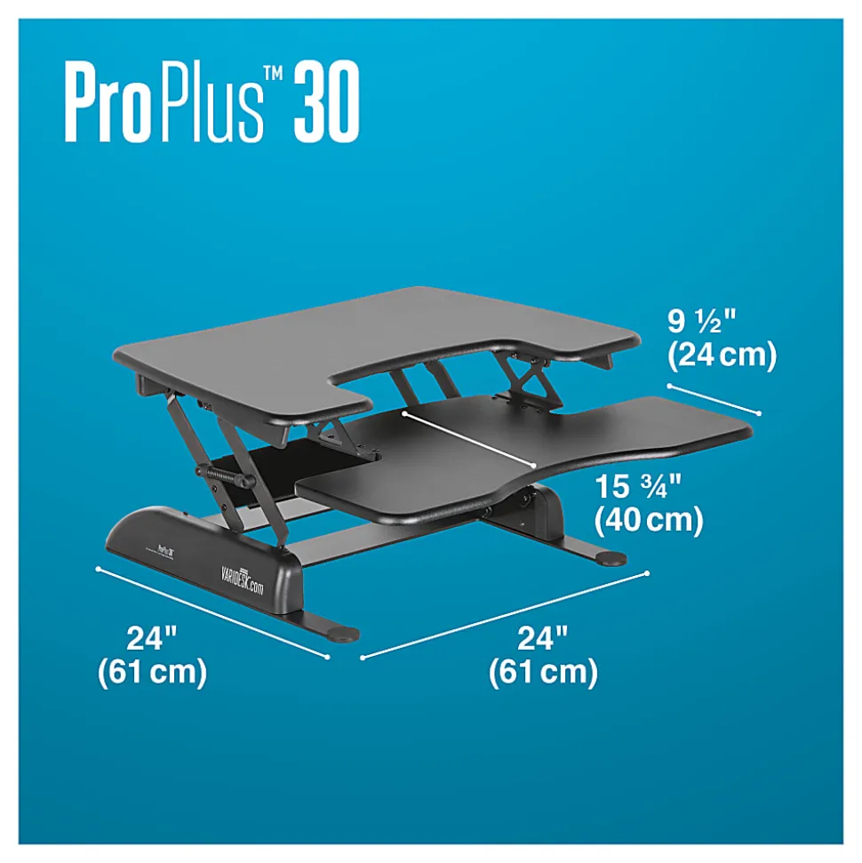 VariDesk ProPlus Manual Standing Desk Riser, 30"W x 41-3/4 "D, Black