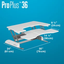 VariDesk Pro Plus 36 White Manual Standing Desk Riser, 17-1/2