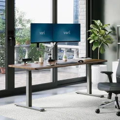VARI Electric Standing Desk With ComfortEdge, 72"W, Walnut