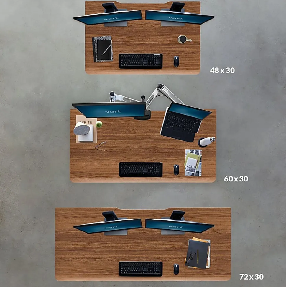VARI Electric Standing Desk With ComfortEdge, 60"W, Walnut