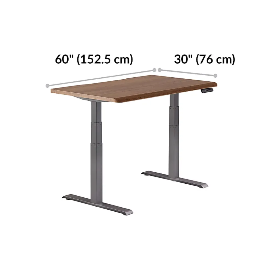 VARI Electric Standing Desk With ComfortEdge, 60"W, Walnut