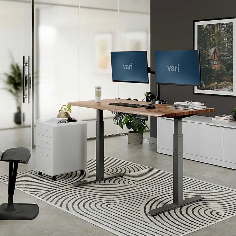 VARI Electric Standing Desk With ComfortEdge, 60"W, Walnut