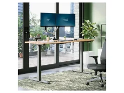 VARI Electric Standing Desk With ComfortEdge, 72"W, Butcher Block