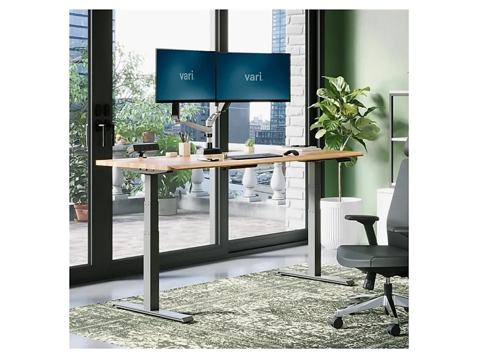 VARI Electric Standing Desk With ComfortEdge, 72"W, Butcher Block