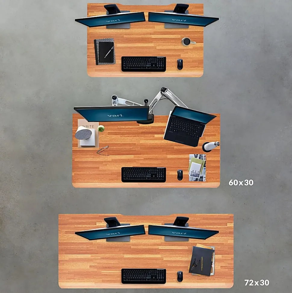 VARI Electric Standing Desk With ComfortEdge, 60"W, Butcher Block