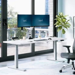 VARI Electric Standing Desk With ComfortEdge, 72"W, White