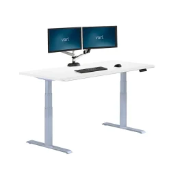 VARI Electric Standing Desk With ComfortEdge, 72"W, White