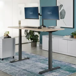 VARI Electric Standing Desk With ComfortEdge, 48"W, Reclaimed Wood