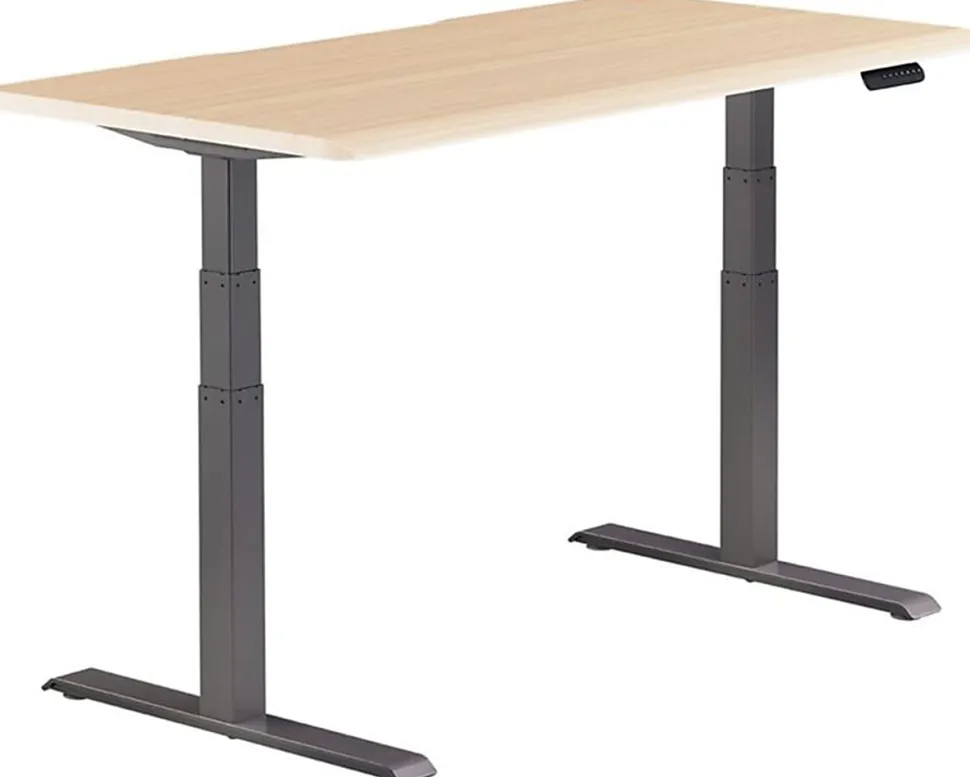 VARI Electric Standing Desk With ComfortEdge, 48"W, Reclaimed Wood