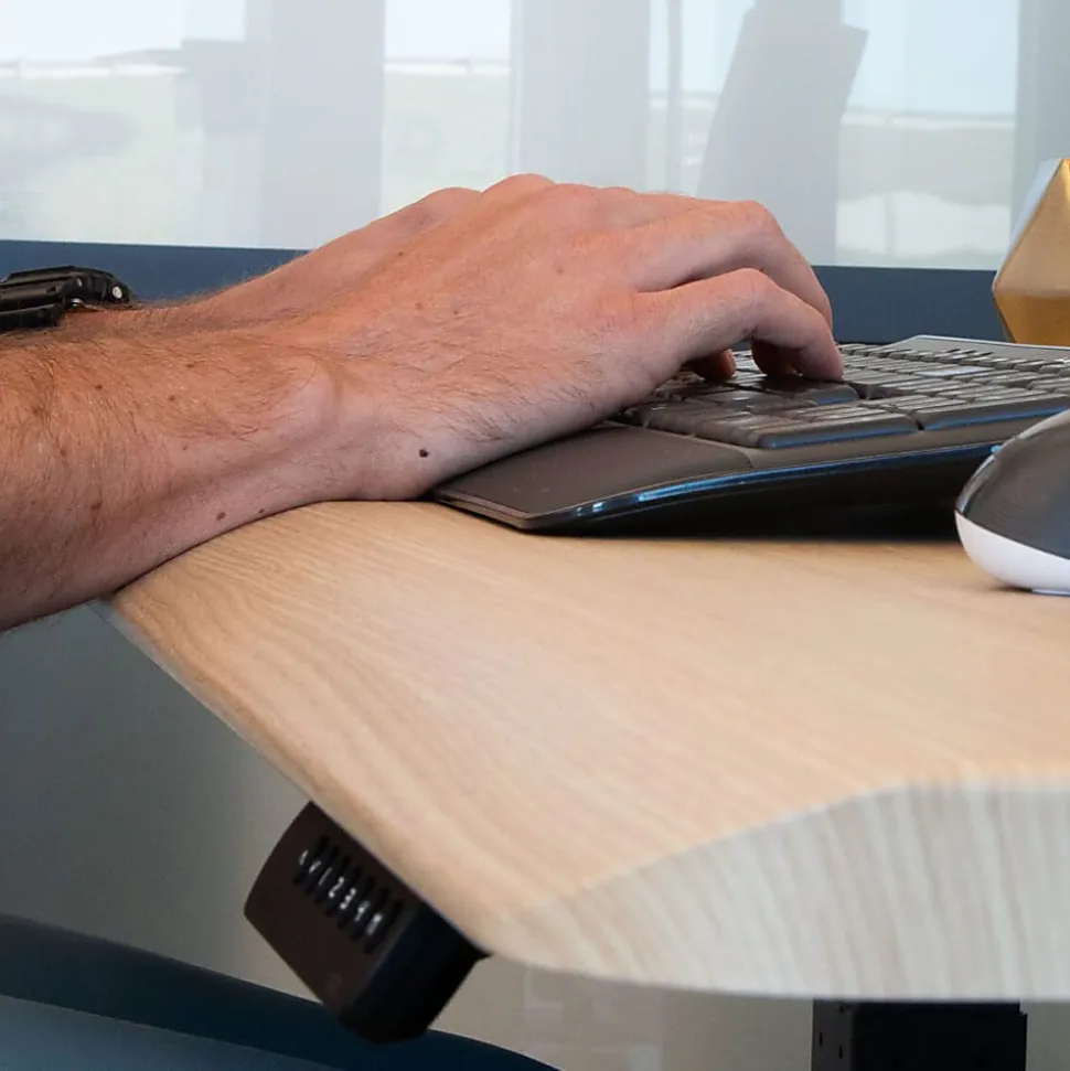 VARI Electric Standing Desk With ComfortEdge, 48"W, Reclaimed Wood