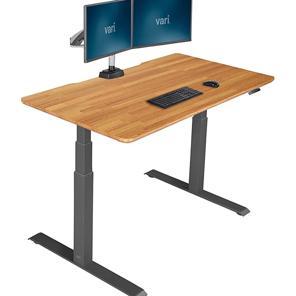 Vari Electric 60"W Standing Desk, Butcher Block