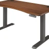 Vari Ergo Electric 54”W Adjustable Height Standing Desk, Darkwood/Slate