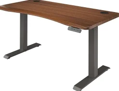 Vari Ergo Electric 54”W Adjustable Height Standing Desk, Darkwood/Slate