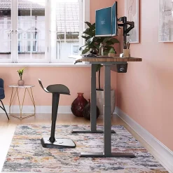 Vari Ergo Electric 54”W Adjustable Height Standing Desk, Darkwood/Slate
