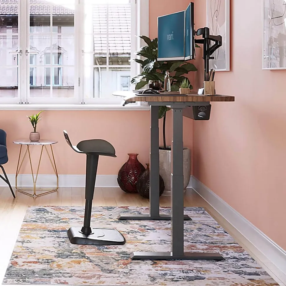 Vari Ergo Electric 54”W Adjustable Height Standing Desk, Darkwood/Slate