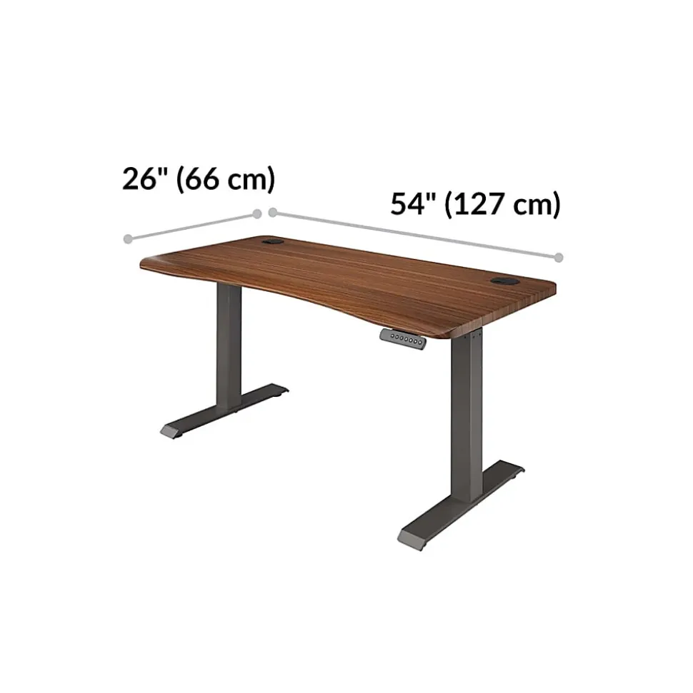 Vari Ergo Electric 54”W Adjustable Height Standing Desk, Darkwood/Slate