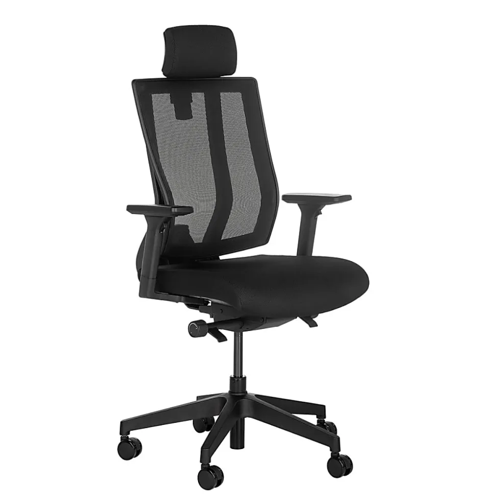 VARI Ergonomic Nylon High-Back Task Chair, With Headrest, Black