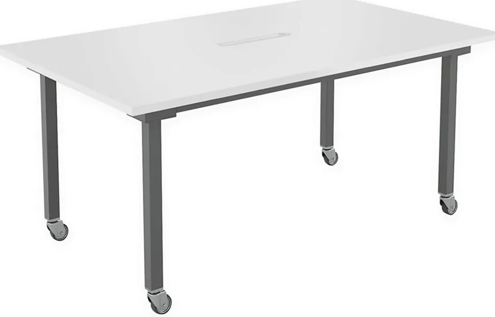 VARI Rectangular Conference Table, 30-1/2"H x 72"W x 42"D, White/Slate