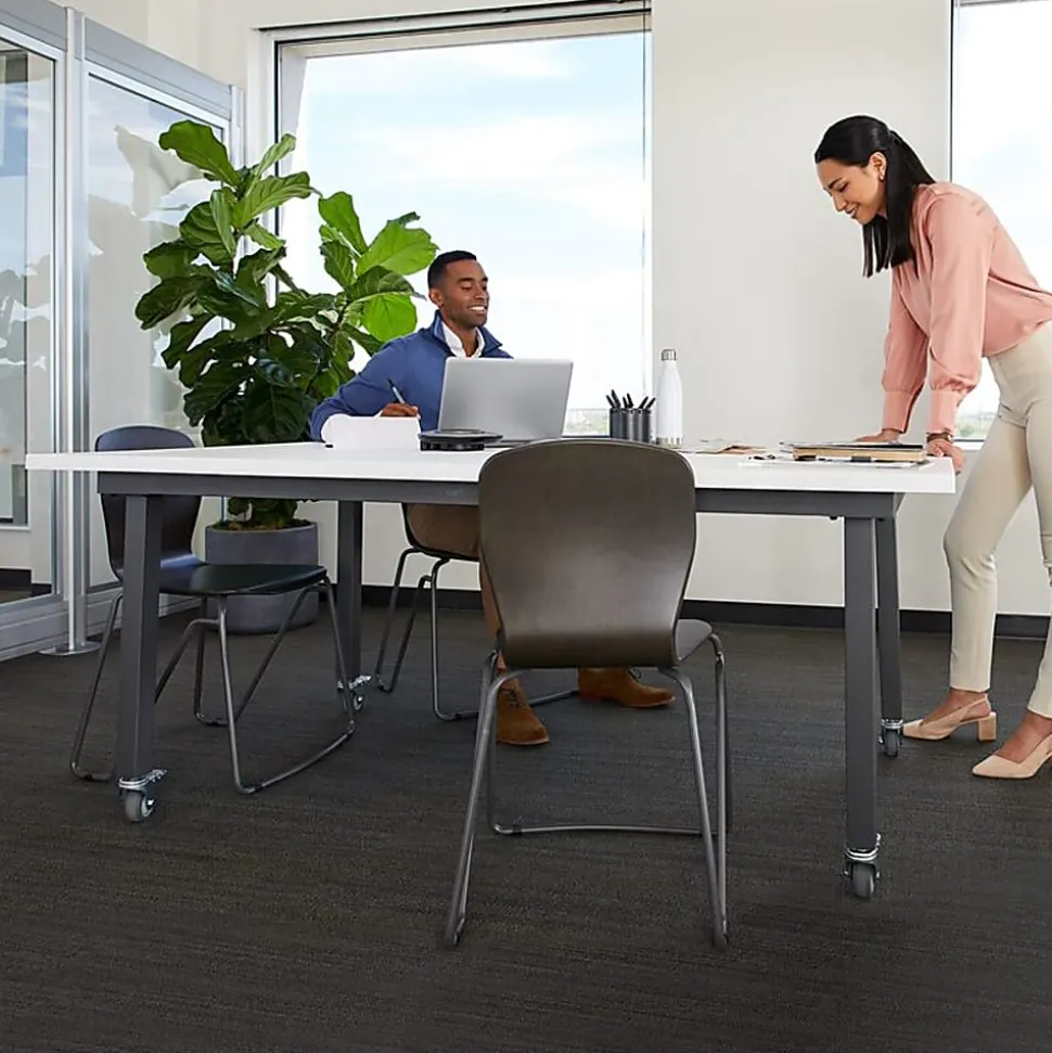 VARI Rectangular Conference Table, 30-1/2"H x 72"W x 42"D, White/Slate