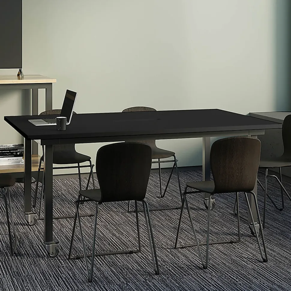 VARI Rectangular Conference Table, 30-1/2"H x 72"W x 42"D, Black/Slate
